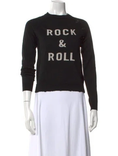 Pre-owned Zadig & Voltaire Merino Wool Graphic Print Sweater In Black