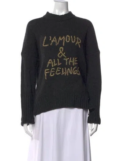 Pre-owned Zadig & Voltaire Merino Wool Graphic Print Sweater In Black