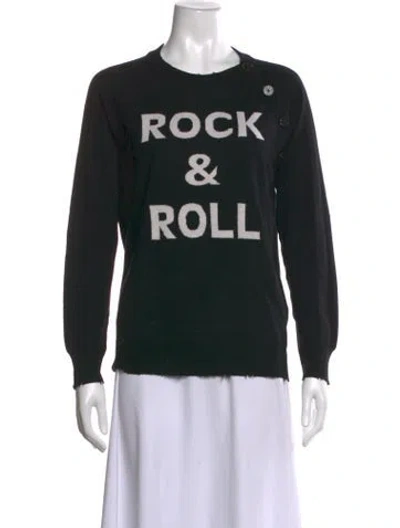 Pre-owned Zadig & Voltaire Merino Wool Graphic Print Sweater In Black