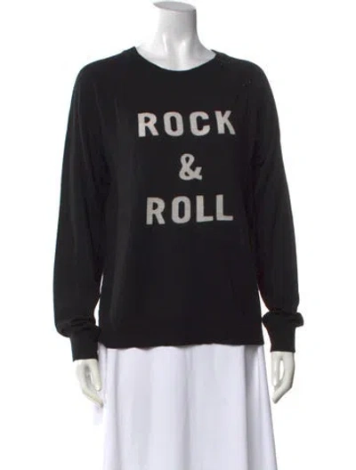 Pre-owned Zadig & Voltaire Merino Wool Graphic Print Sweater In Black