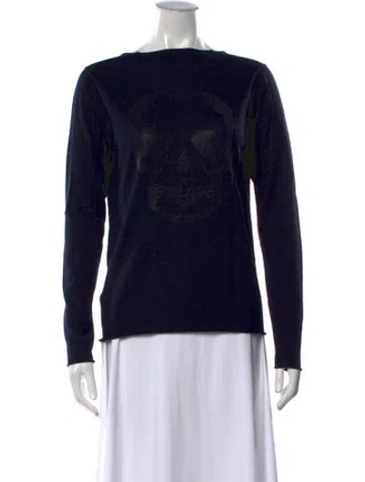 Pre-owned Zadig & Voltaire Merino Wool Graphic Print Sweater In Black