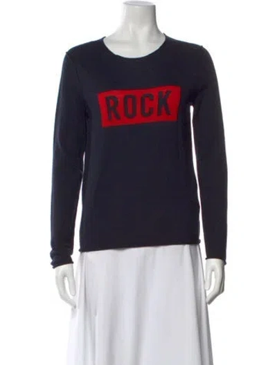 Pre-owned Zadig & Voltaire Merino Wool Graphic Print Sweater In Blue