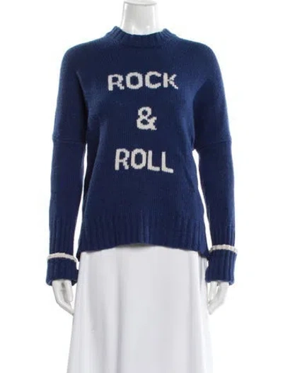 Pre-owned Zadig & Voltaire Merino Wool Graphic Print Sweater In Blue