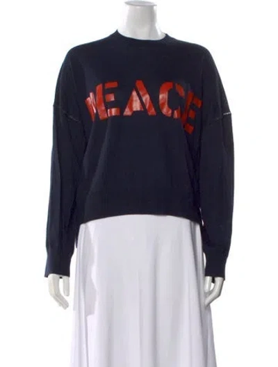 Pre-owned Zadig & Voltaire Merino Wool Graphic Print Sweater In Blue