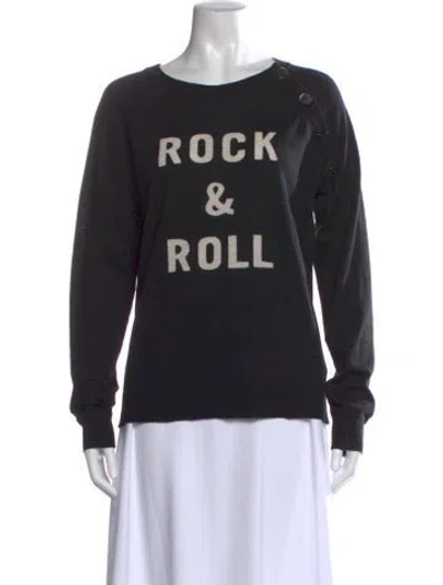 Pre-owned Zadig & Voltaire Merino Wool Graphic Print Sweater In Blue