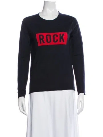 Pre-owned Zadig & Voltaire Merino Wool Graphic Print Sweater In Blue