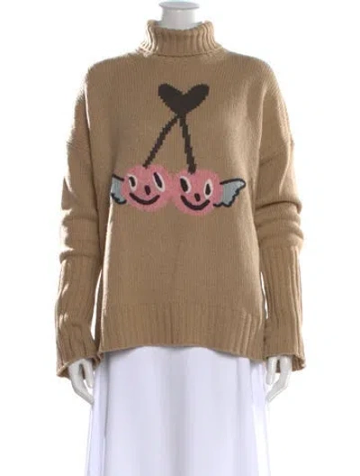 Pre-owned Zadig & Voltaire Merino Wool Graphic Print Sweater In Brown