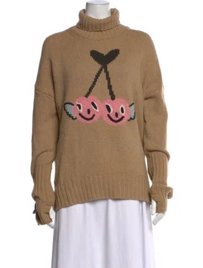 Pre-owned Zadig & Voltaire Merino Wool Graphic Print Sweater In Brown