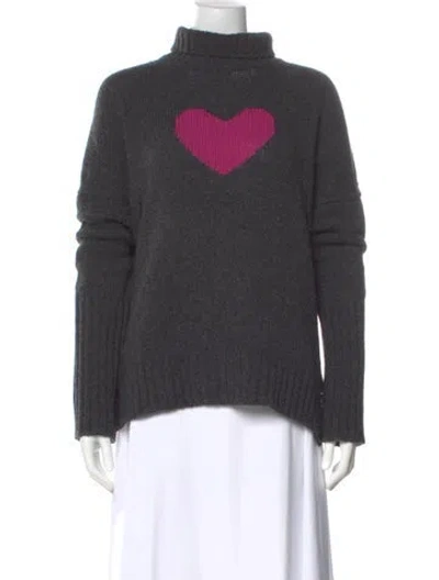 Pre-owned Zadig & Voltaire Merino Wool Graphic Print Sweater In Gray