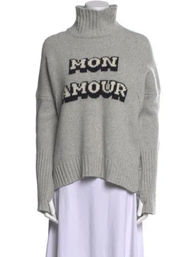Pre-owned Zadig & Voltaire Merino Wool Graphic Print Sweater In Gray