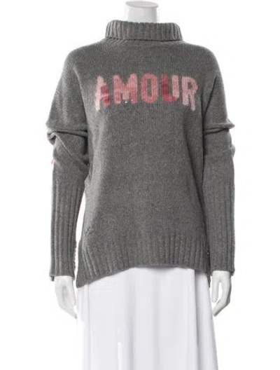 Pre-owned Zadig & Voltaire Merino Wool Graphic Print Sweater In Gray
