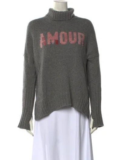 Pre-owned Zadig & Voltaire Merino Wool Graphic Print Sweater In Gray
