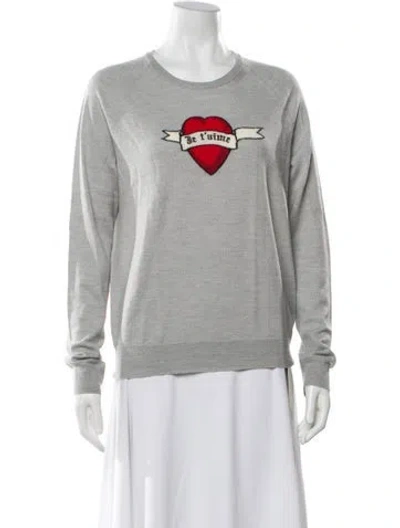 Pre-owned Zadig & Voltaire Merino Wool Graphic Print Sweater In Gray