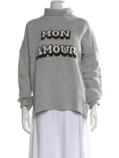 Pre-owned Zadig & Voltaire Merino Wool Graphic Print Sweater In Gray