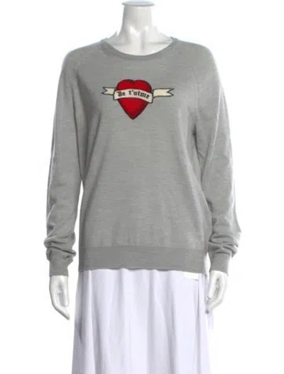 Pre-owned Zadig & Voltaire Merino Wool Graphic Print Sweater In Gray