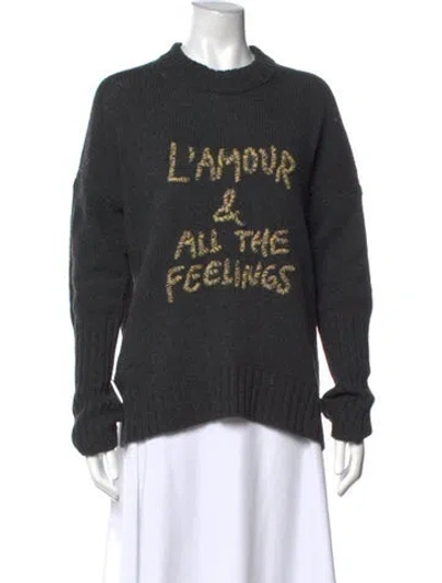 Pre-owned Zadig & Voltaire Merino Wool Graphic Print Sweater In Grey