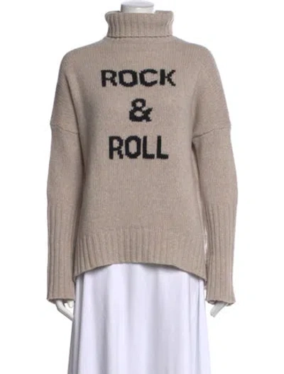 Pre-owned Zadig & Voltaire Merino Wool Graphic Print Sweater In Neutral