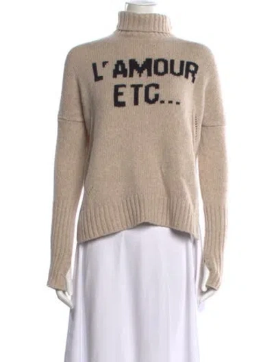Pre-owned Zadig & Voltaire Merino Wool Graphic Print Sweater In Neutrals