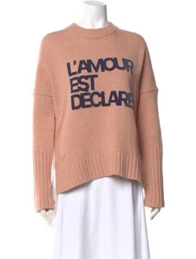 Pre-owned Zadig & Voltaire Merino Wool Graphic Print Sweater In Pink
