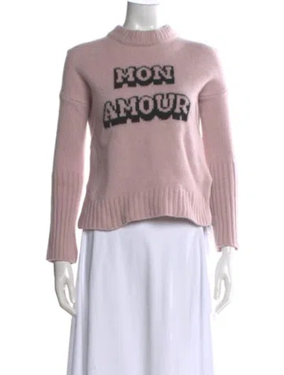Pre-owned Zadig & Voltaire Merino Wool Graphic Print Sweater In Pink
