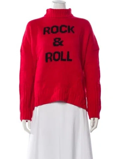 Pre-owned Zadig & Voltaire Merino Wool Graphic Print Sweater In Red