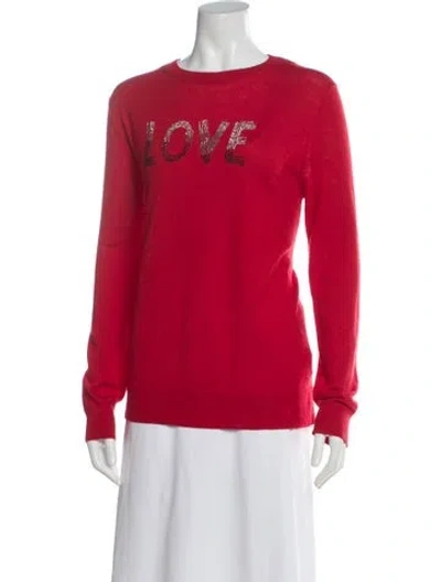 Pre-owned Zadig & Voltaire Merino Wool Graphic Print Sweater In Red