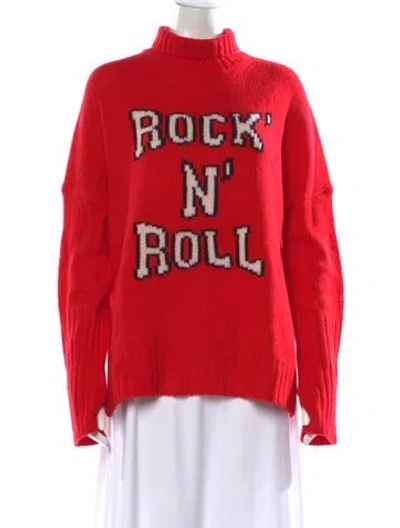 Pre-owned Zadig & Voltaire Merino Wool Graphic Print Sweater In Red