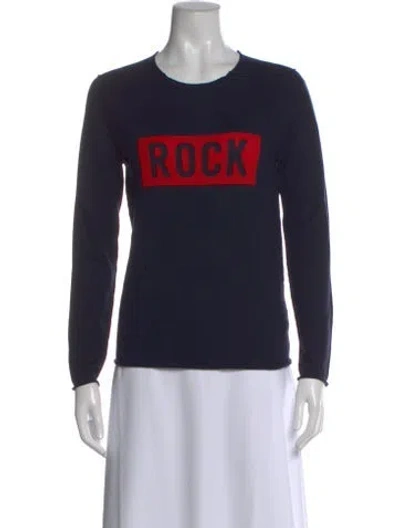 Pre-owned Zadig & Voltaire Merino Wool Graphic Print Sweater W/ Tags In Blue