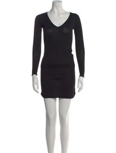 Pre-owned Zadig & Voltaire Merino Wool Mini Dress In Black