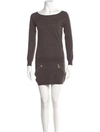 Pre-owned Zadig & Voltaire Merino Wool Mini Dress In Gray