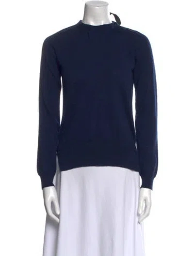 Pre-owned Zadig & Voltaire Merino Wool Mock Neck Sweater In Blue