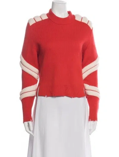 Pre-owned Zadig & Voltaire Merino Wool Mock Neck Sweater In Red
