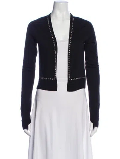 Pre-owned Zadig & Voltaire Merino Wool Open Front Sweater In Blue
