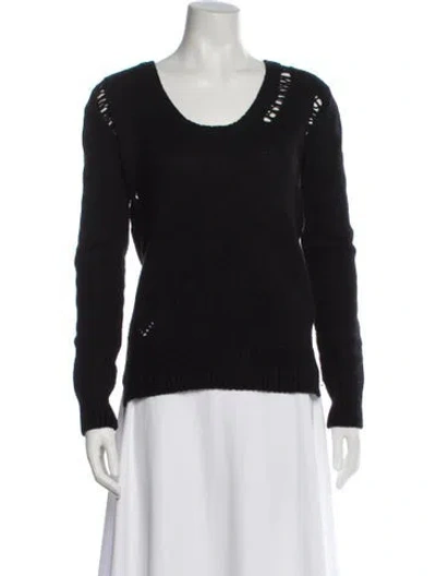 Pre-owned Zadig & Voltaire Merino Wool Scoop Neck Sweater In Black