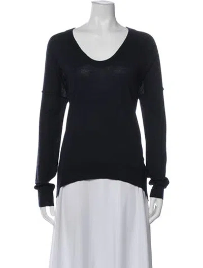 Pre-owned Zadig & Voltaire Merino Wool Scoop Neck Sweater In Blue