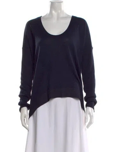 Pre-owned Zadig & Voltaire Merino Wool Scoop Neck Sweater In Blue