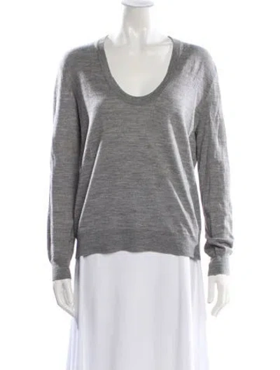 Pre-owned Zadig & Voltaire Merino Wool Scoop Neck Sweater In Gray