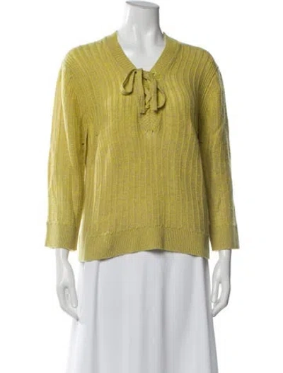 Pre-owned Zadig & Voltaire Merino Wool Scoop Neck Sweater In Yellow