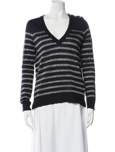 Pre-owned Zadig & Voltaire Merino Wool Striped Sweater In Blue