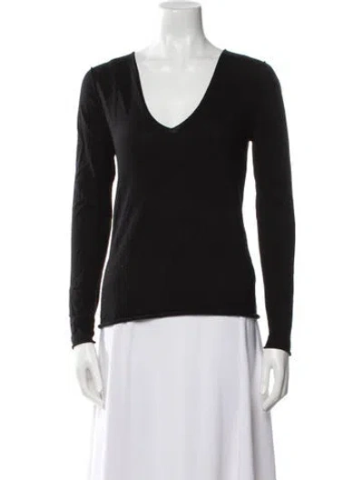 Pre-owned Zadig & Voltaire Merino Wool V-neck Sweater In Black