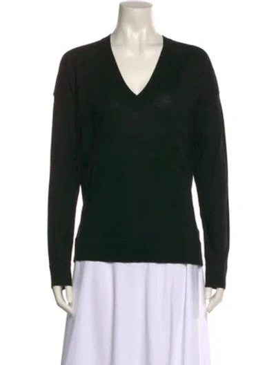 Pre-owned Zadig & Voltaire Merino Wool V-neck Sweater In Black