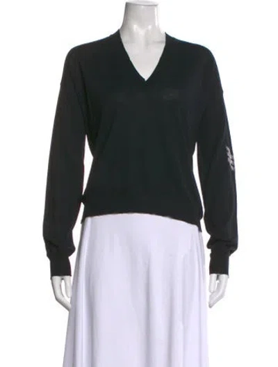 Pre-owned Zadig & Voltaire Merino Wool V-neck Sweater In Black