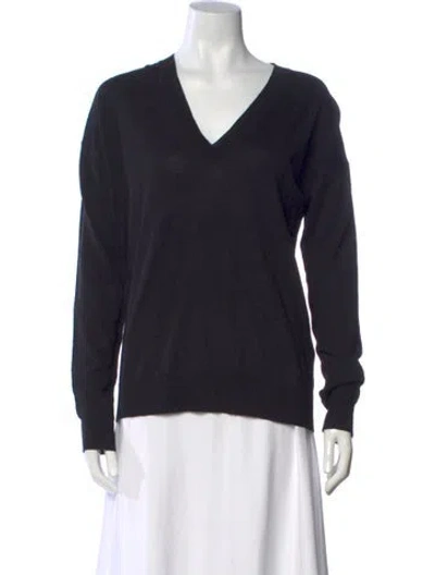 Pre-owned Zadig & Voltaire Merino Wool V-neck Sweater In Black