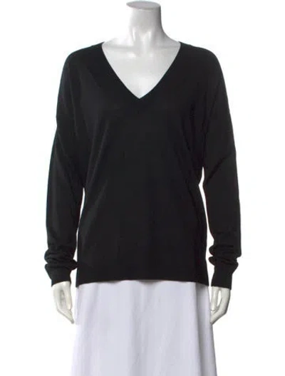 Pre-owned Zadig & Voltaire Merino Wool V-neck Sweater In Black