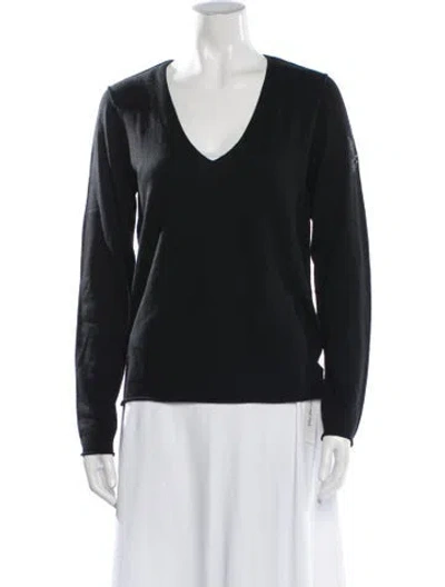 Pre-owned Zadig & Voltaire Merino Wool V-neck Sweater In Black