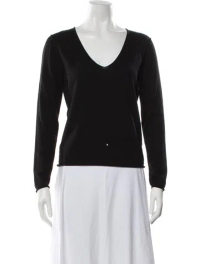 Pre-owned Zadig & Voltaire Merino Wool V-neck Sweater In Black