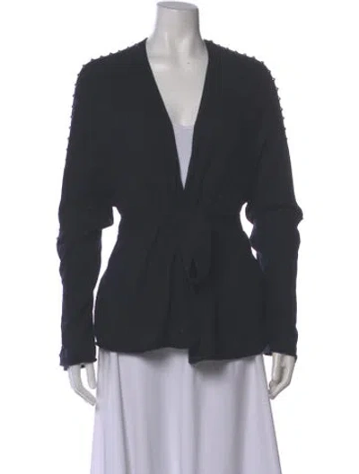Pre-owned Zadig & Voltaire Merino Wool V-neck Sweater In Blue