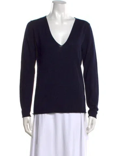Pre-owned Zadig & Voltaire Merino Wool V-neck Sweater In Blue