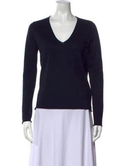 Pre-owned Zadig & Voltaire Merino Wool V-neck Sweater In Blue/grey