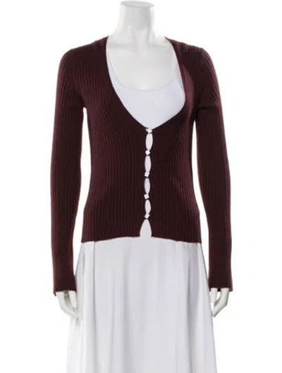 Pre-owned Zadig & Voltaire Merino Wool V-neck Sweater In Burgundy